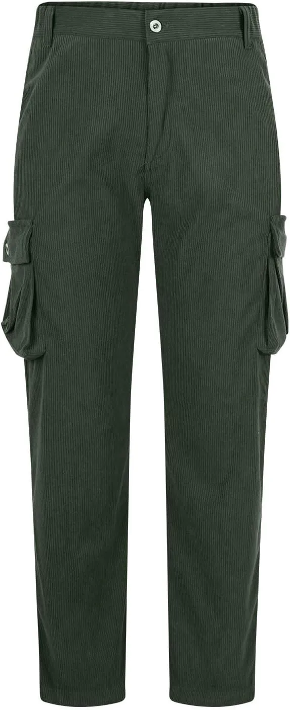 Men's Corduroy Cargo Pants,Outdoor Hiking Trousers Multi Pockets Drawstring Waist Sweatpants Baggy Corduroy Trouser