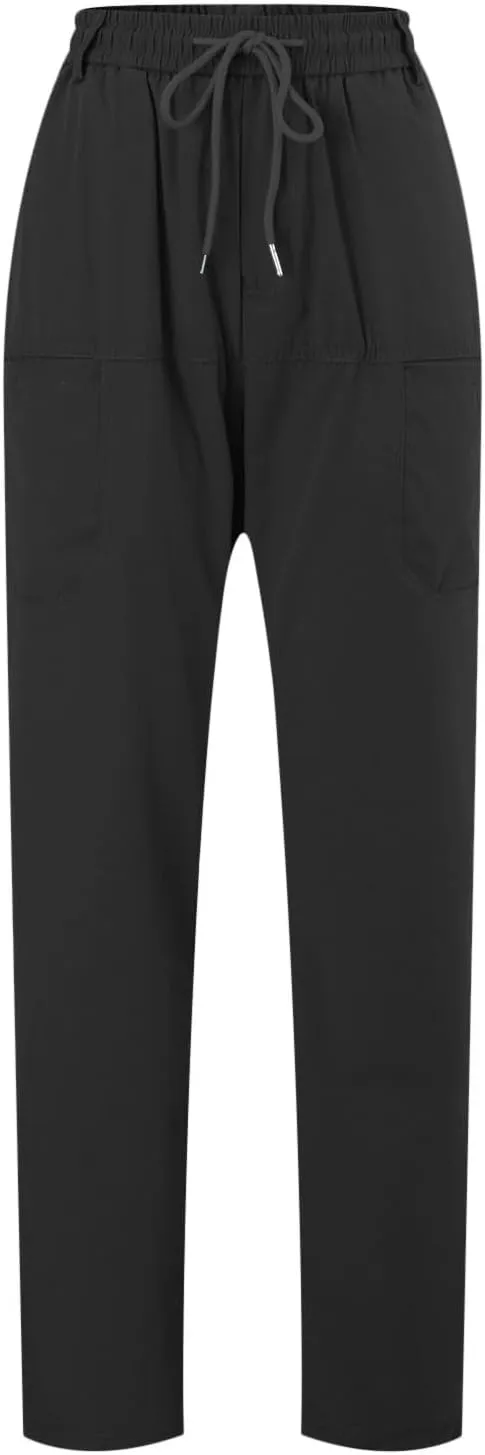 Mens Corduroy Pants Elastic Waist Drawstring Casual Loose Straight Leg Hiking Trousers Slim fit Slacks with Pockets