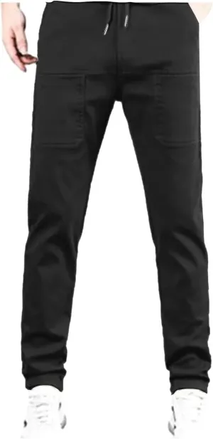 Mens Corduroy Pants Elastic Waist Drawstring Casual Loose Straight Leg Hiking Trousers Slim fit Slacks with Pockets