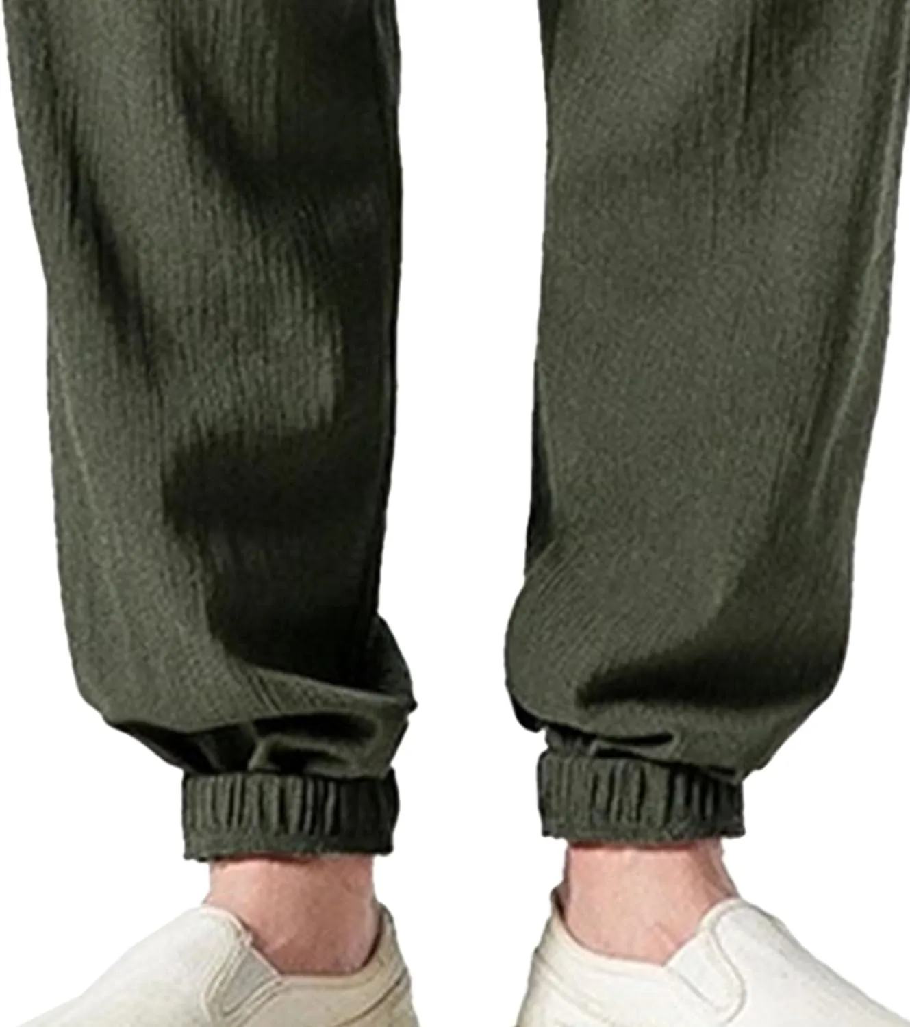 Men's Cotton Linen Lantern Pants Summer Soft Yoga Jogger Slack Casual Elastic Waist Streetwear Trousers