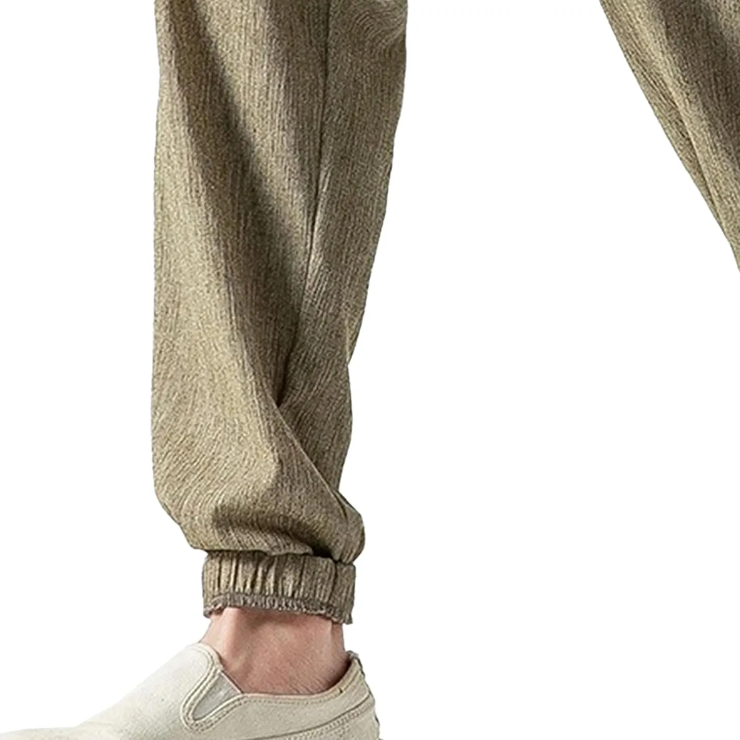 Men's Cotton Linen Lantern Pants Summer Soft Yoga Jogger Slack Casual Elastic Waist Streetwear Trousers