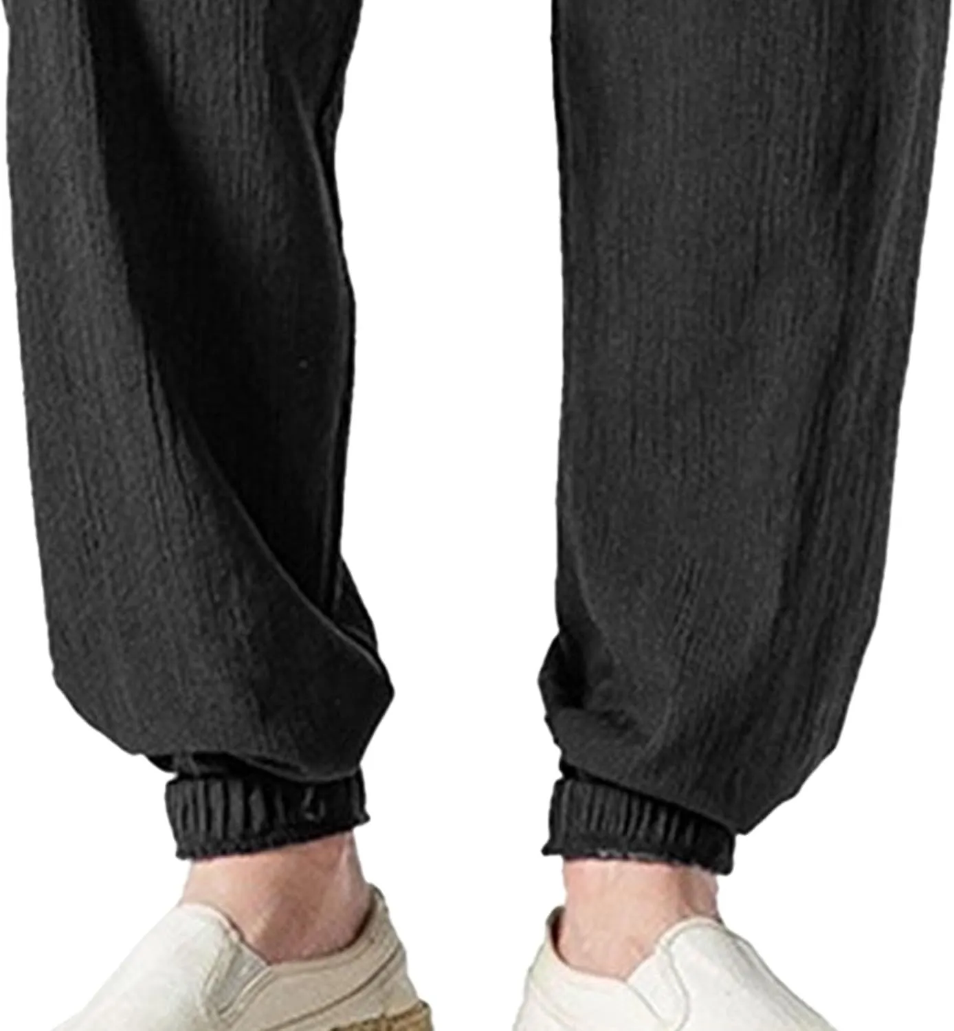 Men's Cotton Linen Lantern Pants Summer Soft Yoga Jogger Slack Casual Elastic Waist Streetwear Trousers
