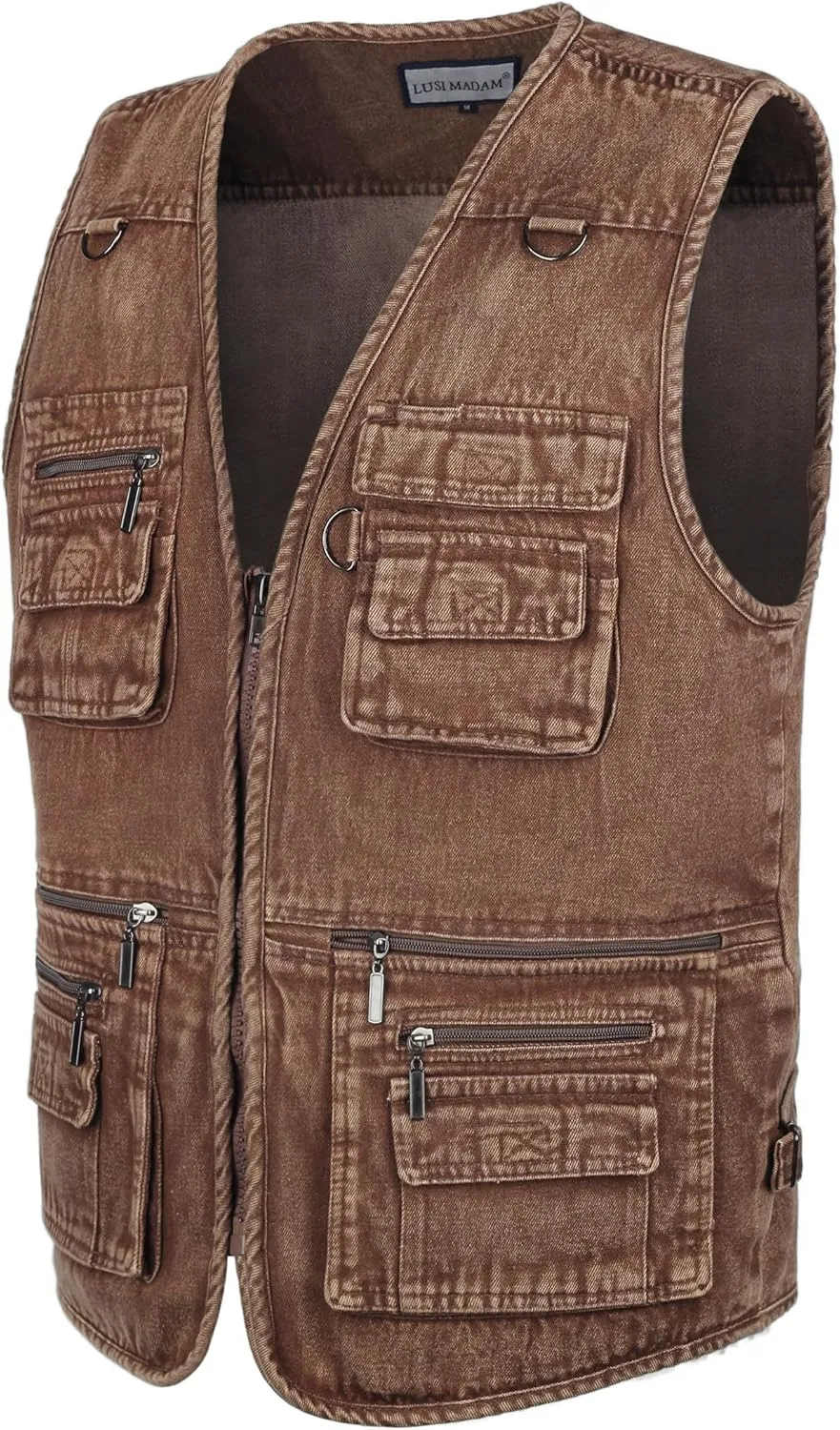 Men's Denim Multi-Pockets Leisure Work Fishing Outerwear Vest
