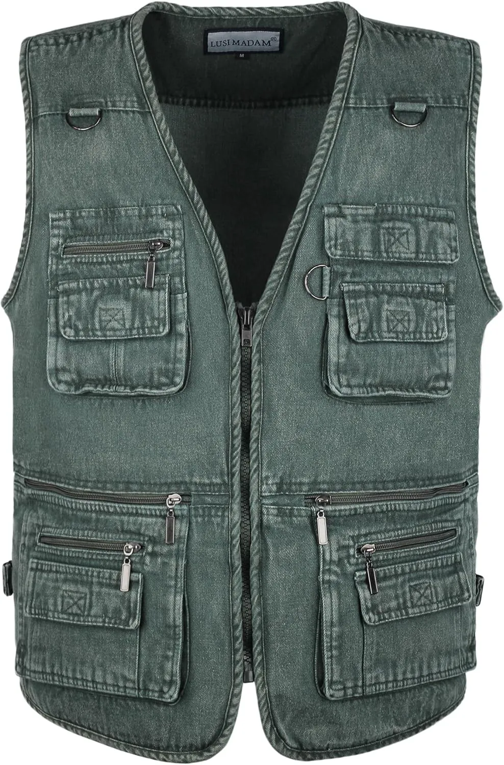 Men's Denim Multi-Pockets Leisure Work Fishing Outerwear Vest