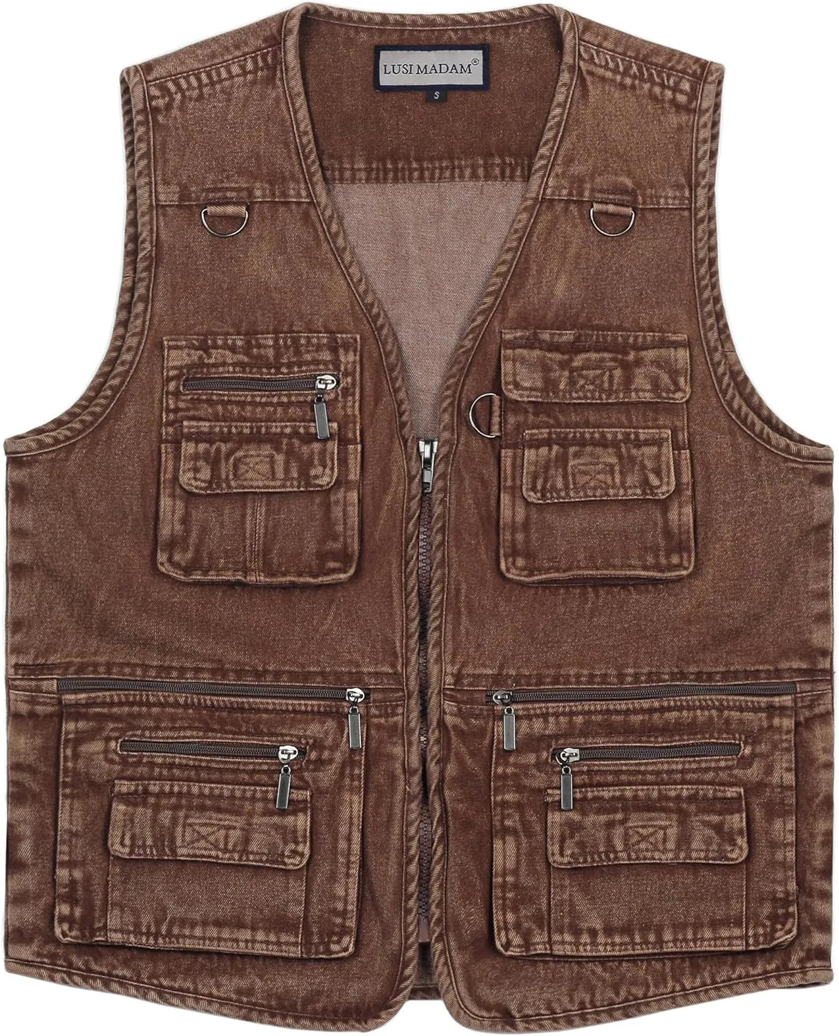 Men's Denim Multi-Pockets Leisure Work Fishing Outerwear Vest