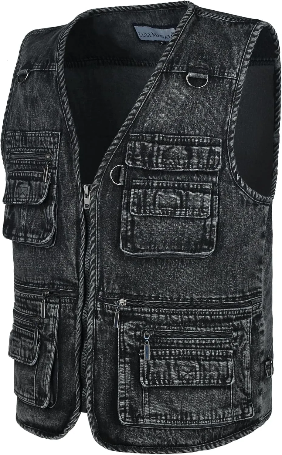 Men's Denim Multi-Pockets Leisure Work Fishing Outerwear Vest