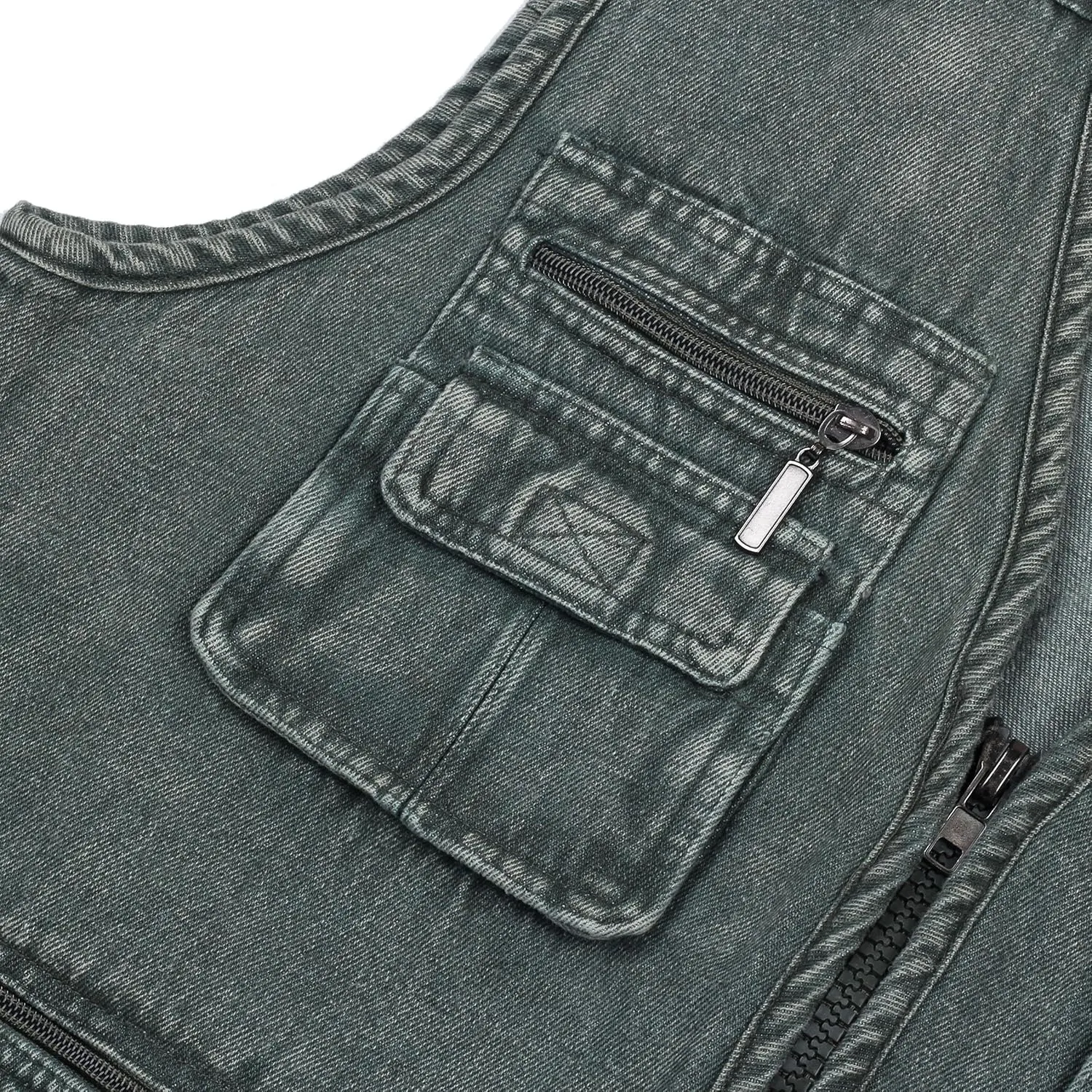 Men's Denim Multi-Pockets Leisure Work Fishing Outerwear Vest