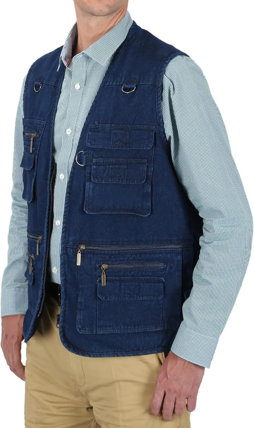 Men's Denim Multi-Pockets Leisure Work Fishing Outerwear Vest