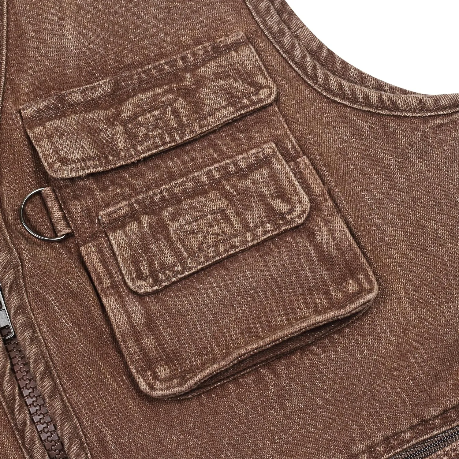 Men's Denim Multi-Pockets Leisure Work Fishing Outerwear Vest