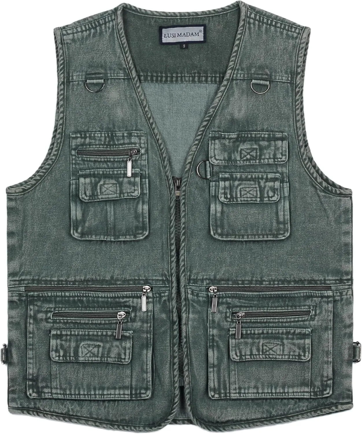 Men's Denim Multi-Pockets Leisure Work Fishing Outerwear Vest