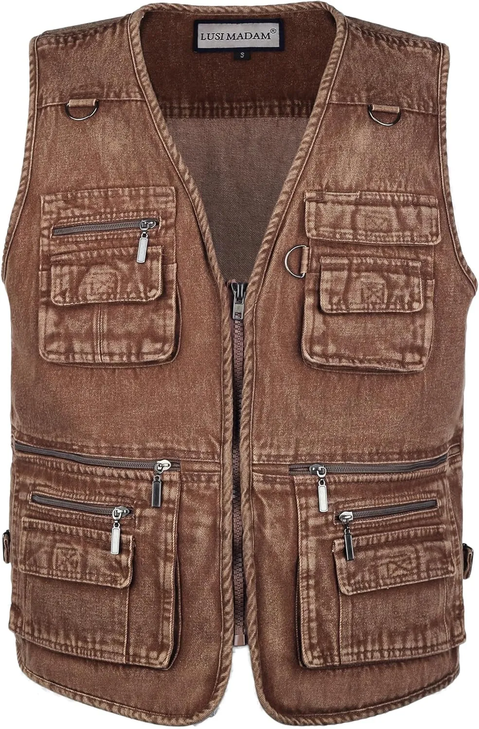 Men's Denim Multi-Pockets Leisure Work Fishing Outerwear Vest