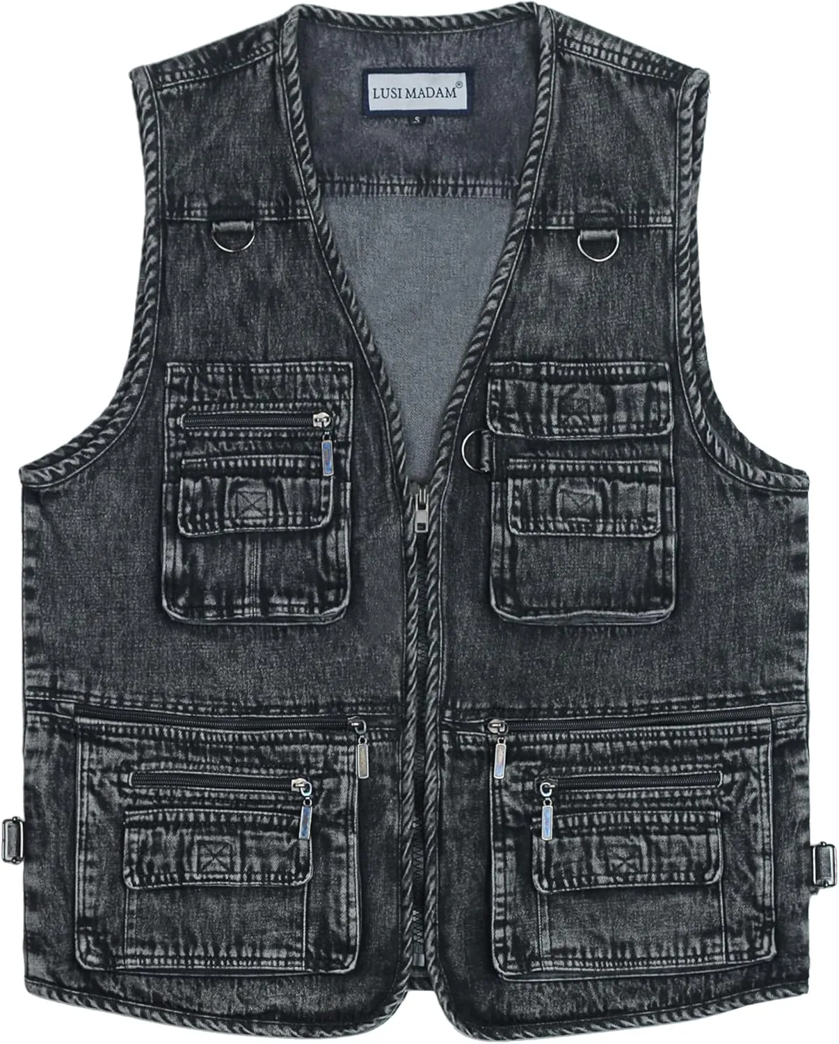 Men's Denim Multi-Pockets Leisure Work Fishing Outerwear Vest