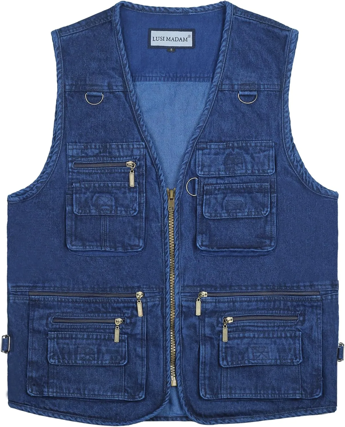 Men's Denim Multi-Pockets Leisure Work Fishing Outerwear Vest