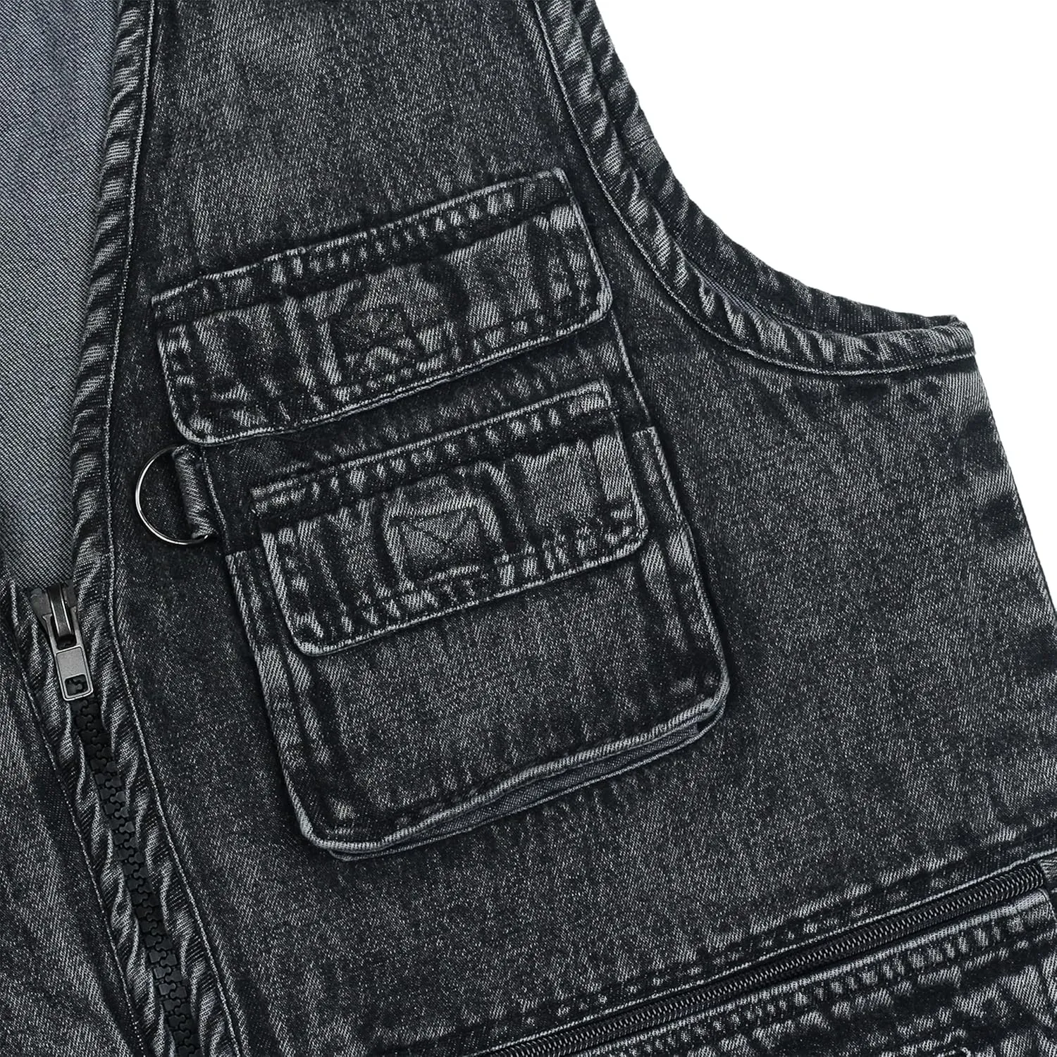Men's Denim Multi-Pockets Leisure Work Fishing Outerwear Vest