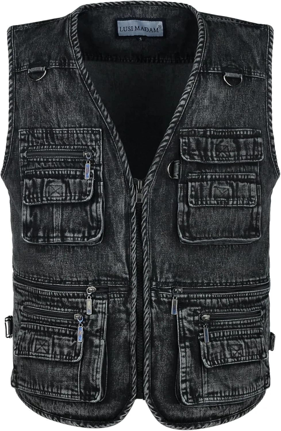 Men's Denim Multi-Pockets Leisure Work Fishing Outerwear Vest