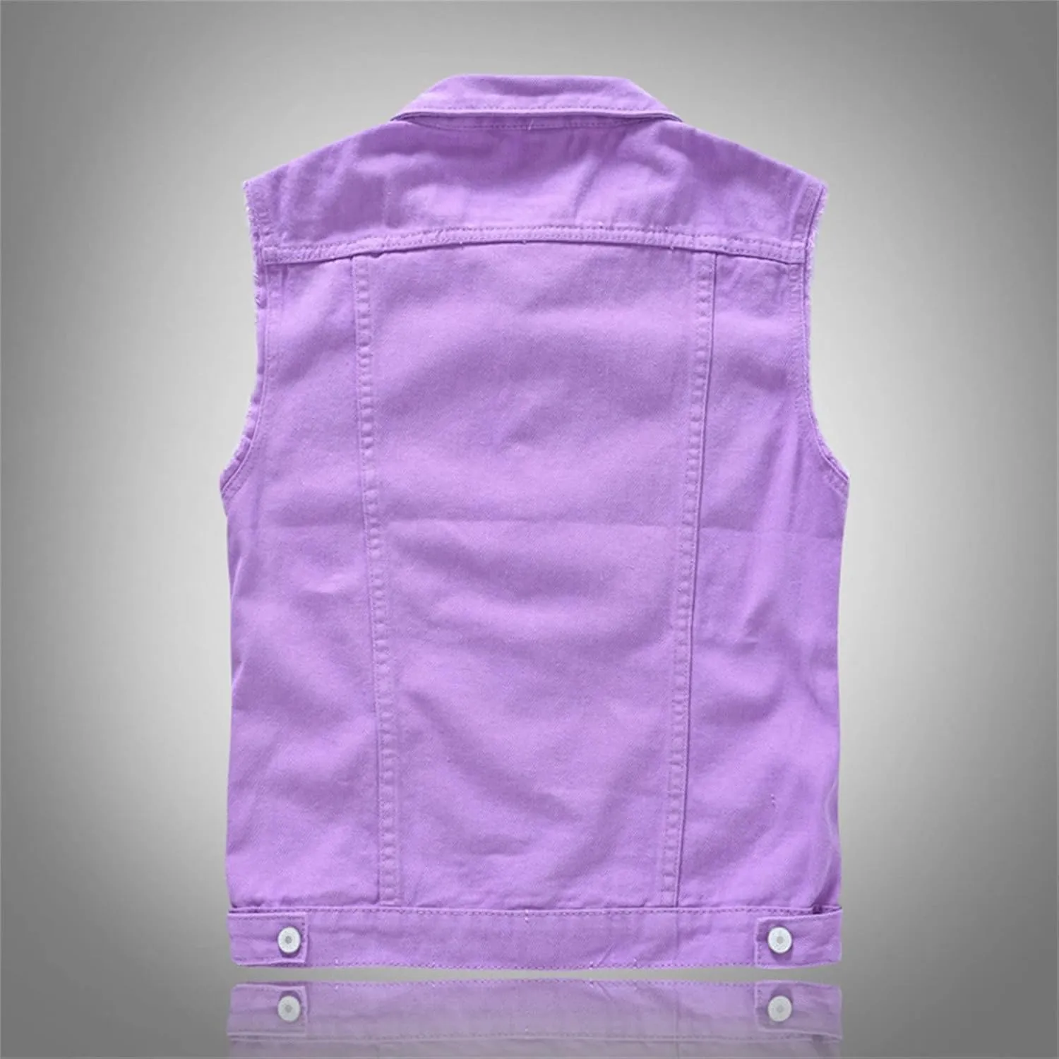 Men's Denim Vest Casual Slim Fit Button Down Sleeveless Jean Vest Jacket Vintage Distressed Denim Waistcoat Outerwear