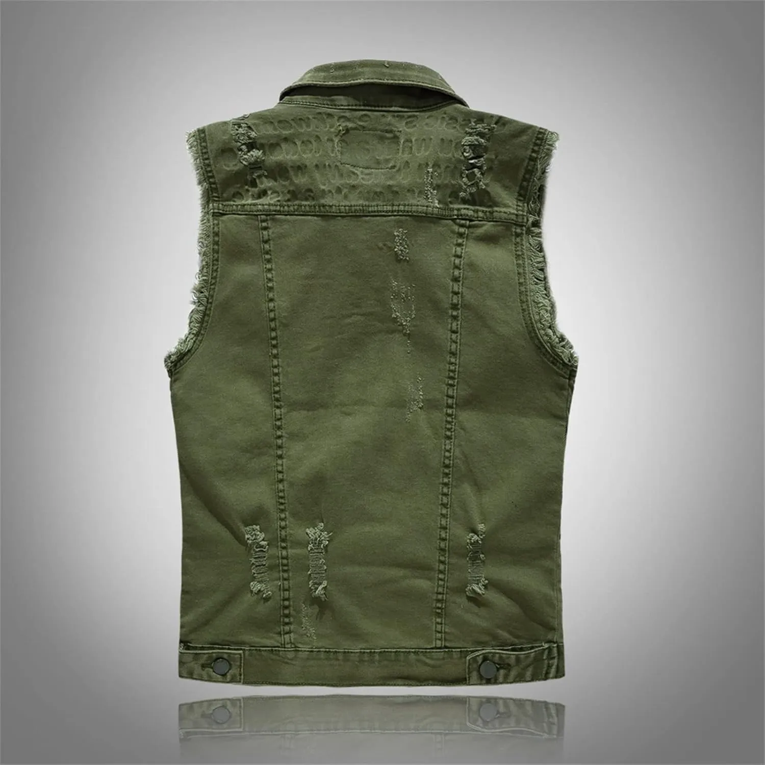 Men's Denim Vest Casual Slim Fit Button Down Sleeveless Jean Vest Jacket Vintage Distressed Denim Waistcoat Outerwear