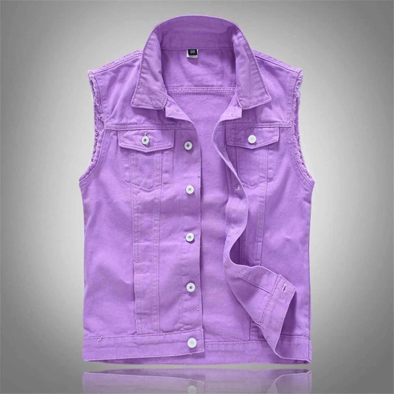 Men's Denim Vest Casual Slim Fit Button Down Sleeveless Jean Vest Jacket Vintage Distressed Denim Waistcoat Outerwear