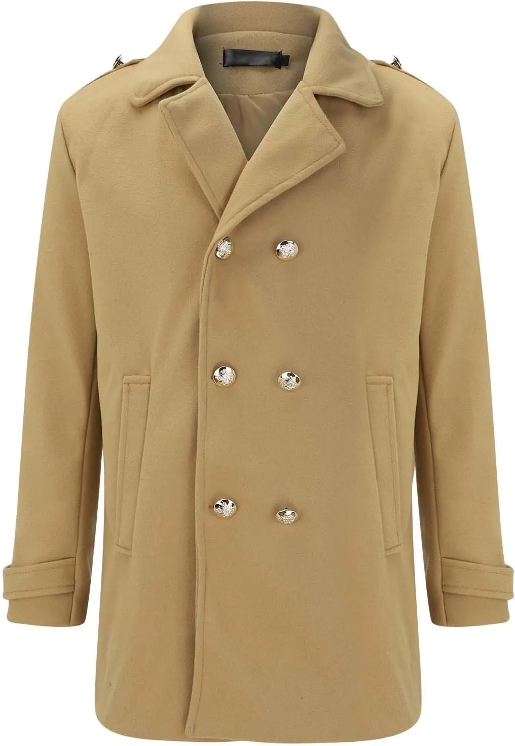 Mens Double Breasted Trench Coat Fall Winter Warm Wool Blend Pea Coat 2023 Fashion Casual Work Business Jacket Topcoat