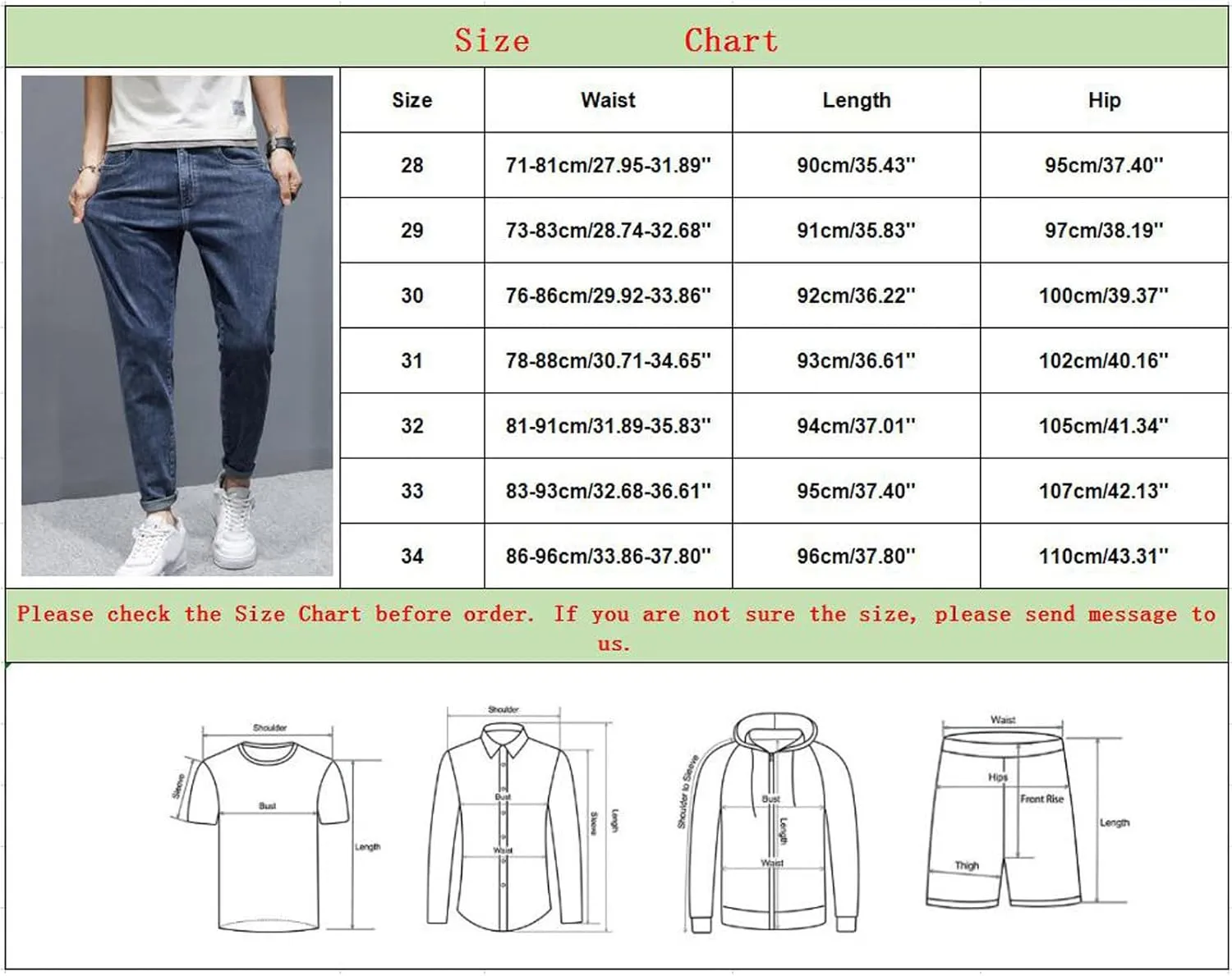 Men's Fashion Slim Fit Denim Pants Chino Super-Soft Stretch Hipster Hip Hop Streetwear Casual Hiking Travel Jean Sweatpant