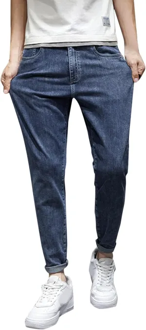 Men's Fashion Slim Fit Denim Pants Chino Super-Soft Stretch Hipster Hip Hop Streetwear Casual Hiking Travel Jean Sweatpant