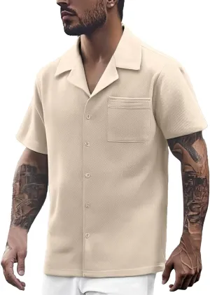 Men's Golf Polo Shirts Short Sleeve Striped Slim Fit Golf Shirt Lightweight Quick Dry Causal Classic Summer T-Shirt