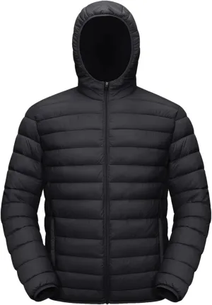 Mens Hooded Solid Quilted Cotton-Padded Lightweight Casual Zipper Long Sleeve Parka Coat