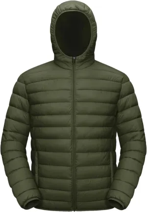 Mens Hooded Solid Quilted Cotton-Padded Lightweight Casual Zipper Long Sleeve Parka Coat