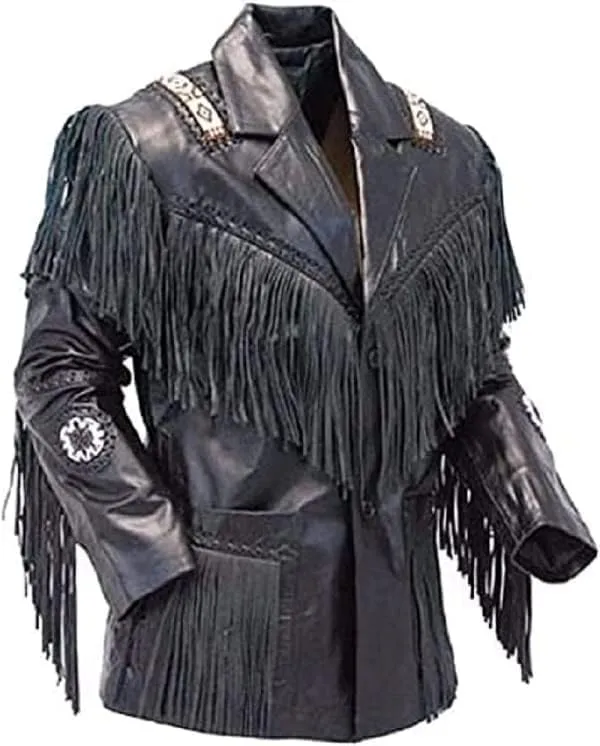 Mens Leather Buckskin Mountain Man Reenactment Suede Leather Native American Red Indian Fringes Beaded Jackets Warshirt
