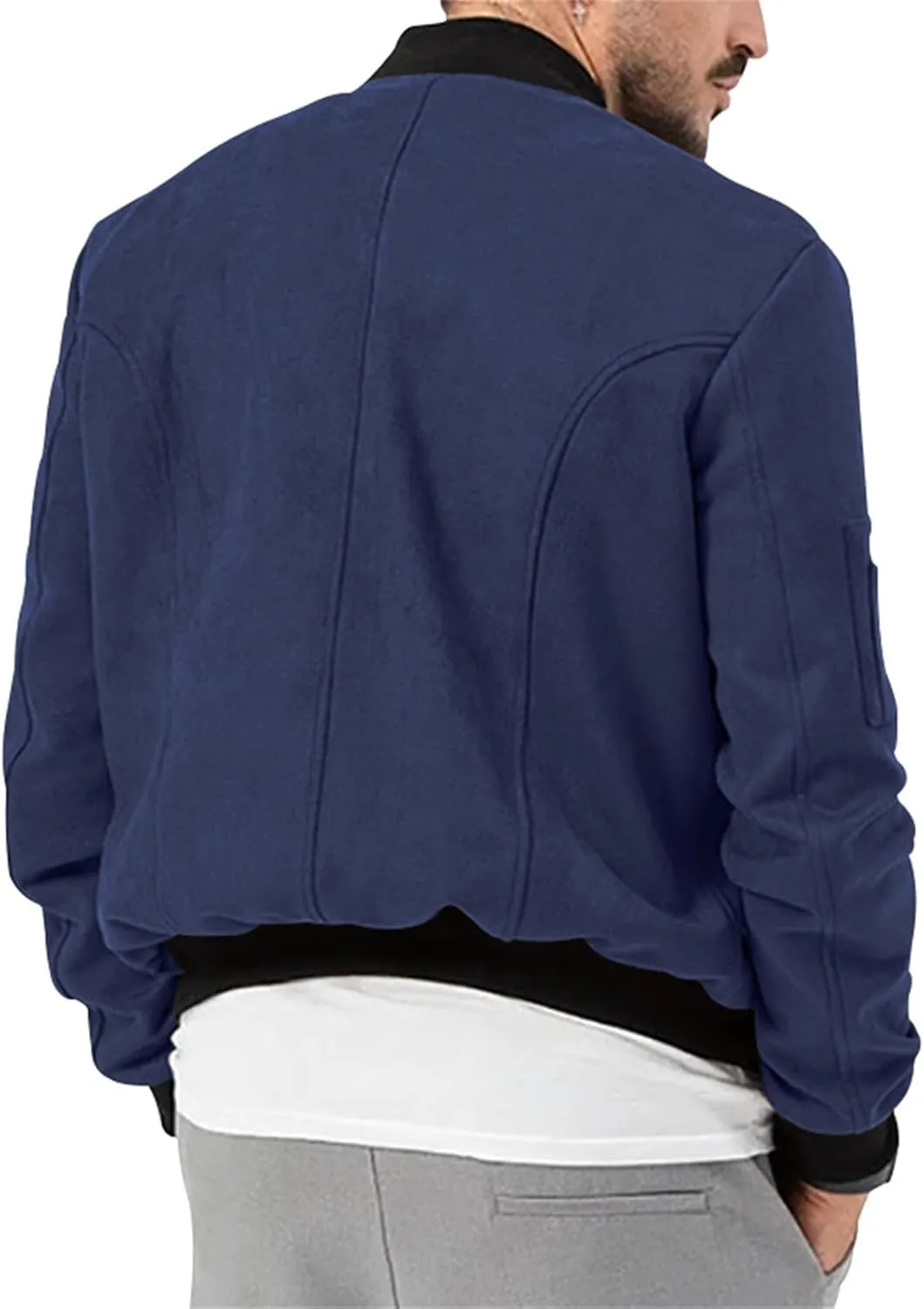 Mens Lightweight Flannel Coat Waterproof Windbreaker Anorak Featuring Casual Zipper Pocket Sweater Jacket