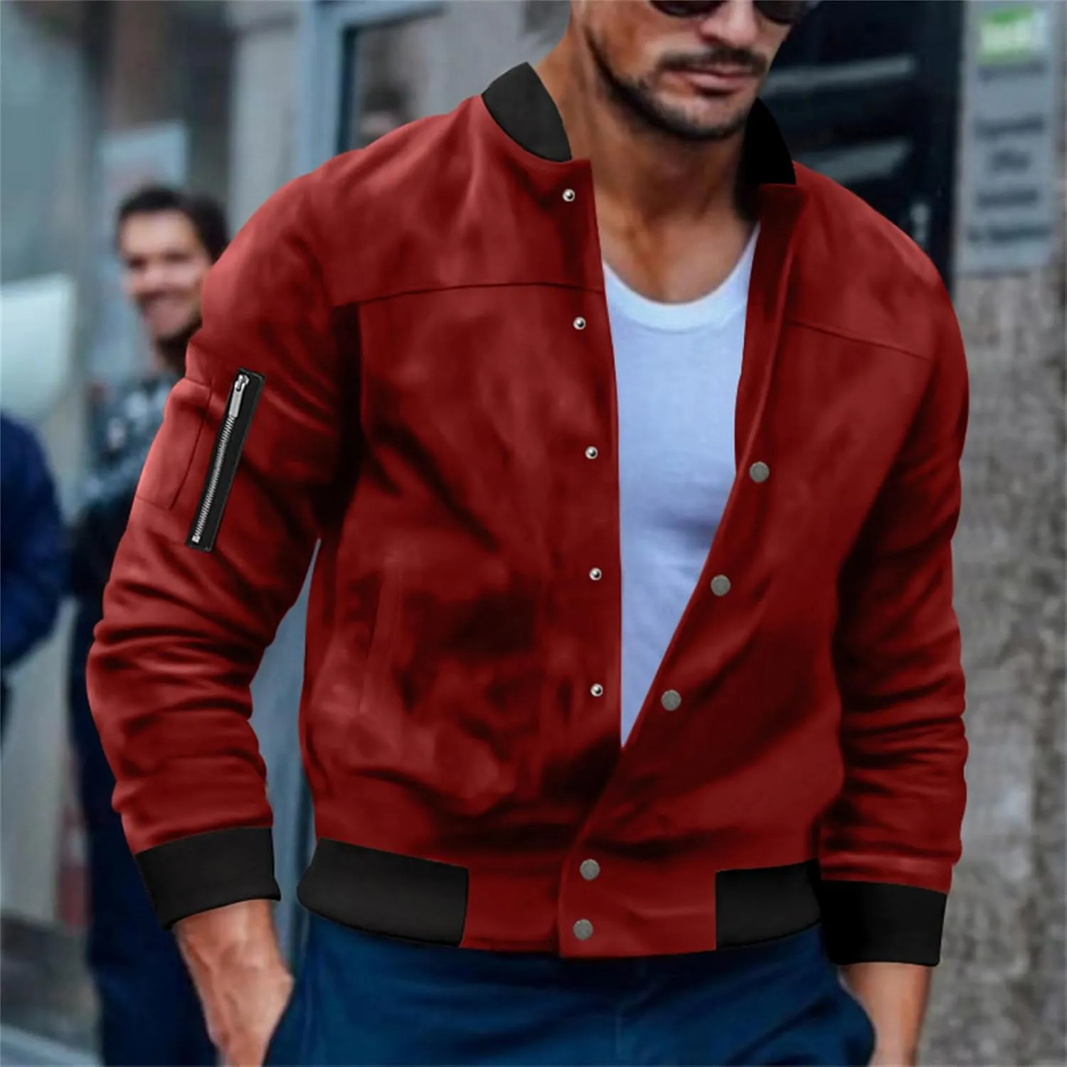 Mens Lightweight Flannel Coat Waterproof Windbreaker Anorak Featuring Casual Zipper Pocket Sweater Jacket