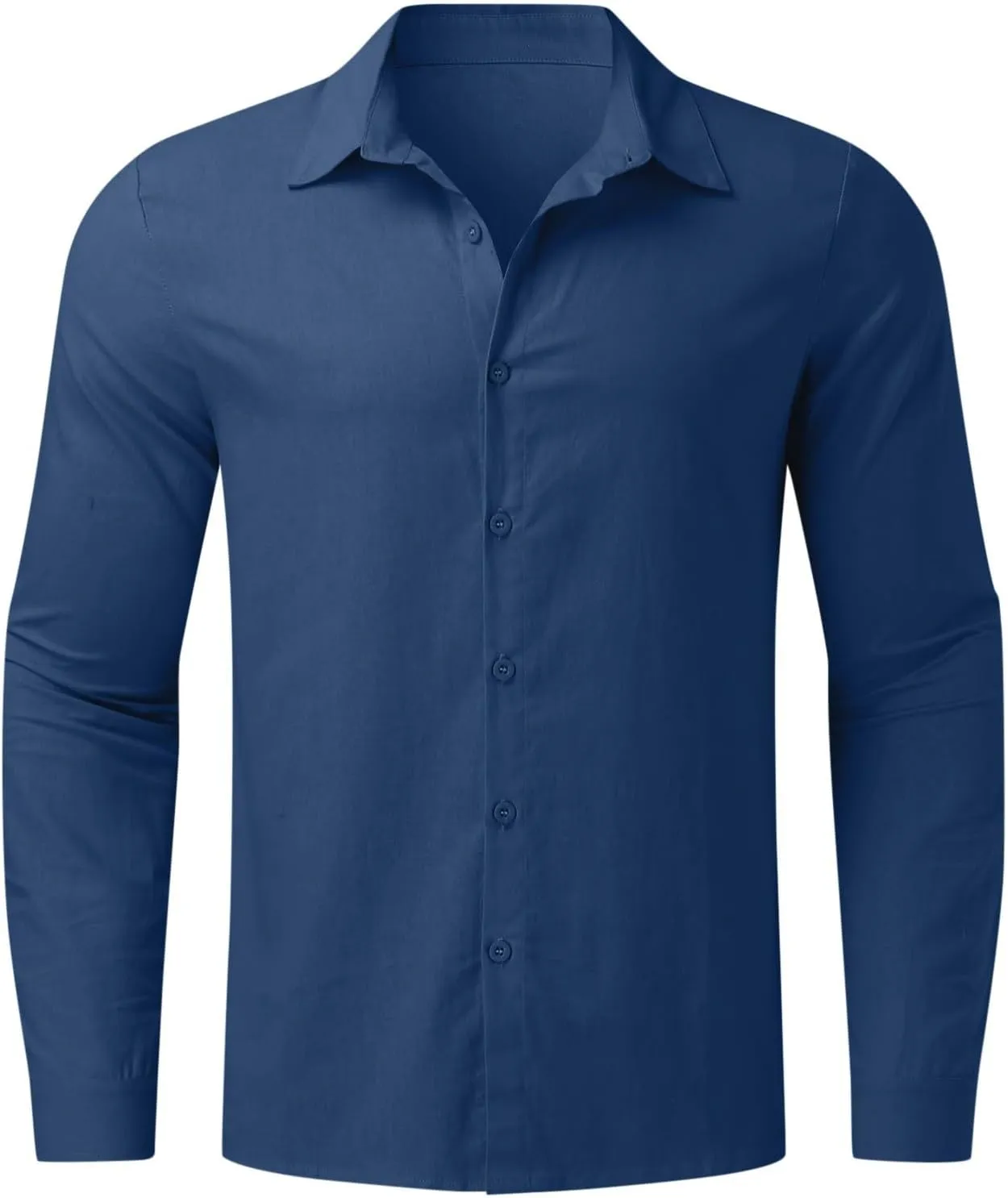 Men's Long Sleeve Cotton Linen Casual Shirts Button Down Pro Club Summer Beach Shirt Top Blouse 2025