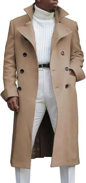 Mens Long Trench Coats Ligtweight Waterproof Outdoor Jackets Winter Business Overcoats Single Breasted Overcoat