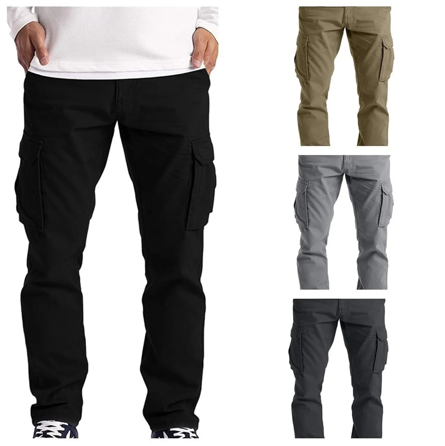 Men's Outdoor Cargo Pant Drawstring Lightweight Tactical Pants Hiking Jogger Classic Fit Multi Pockets Trousers (Medium,Military Green)