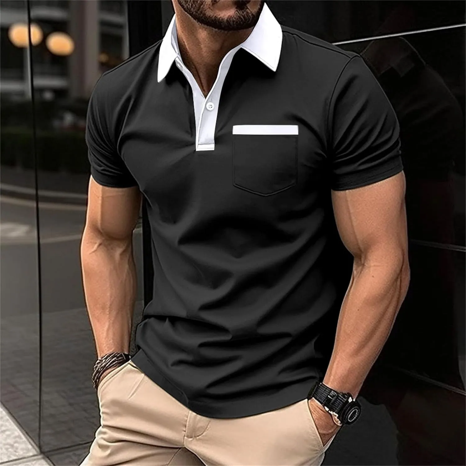 Men's Polo Shirts 2024 Set Summer Outfits Casual Short Sleeve Suit for Men 2 Piece Shorts Tracksuit Set Shirts for