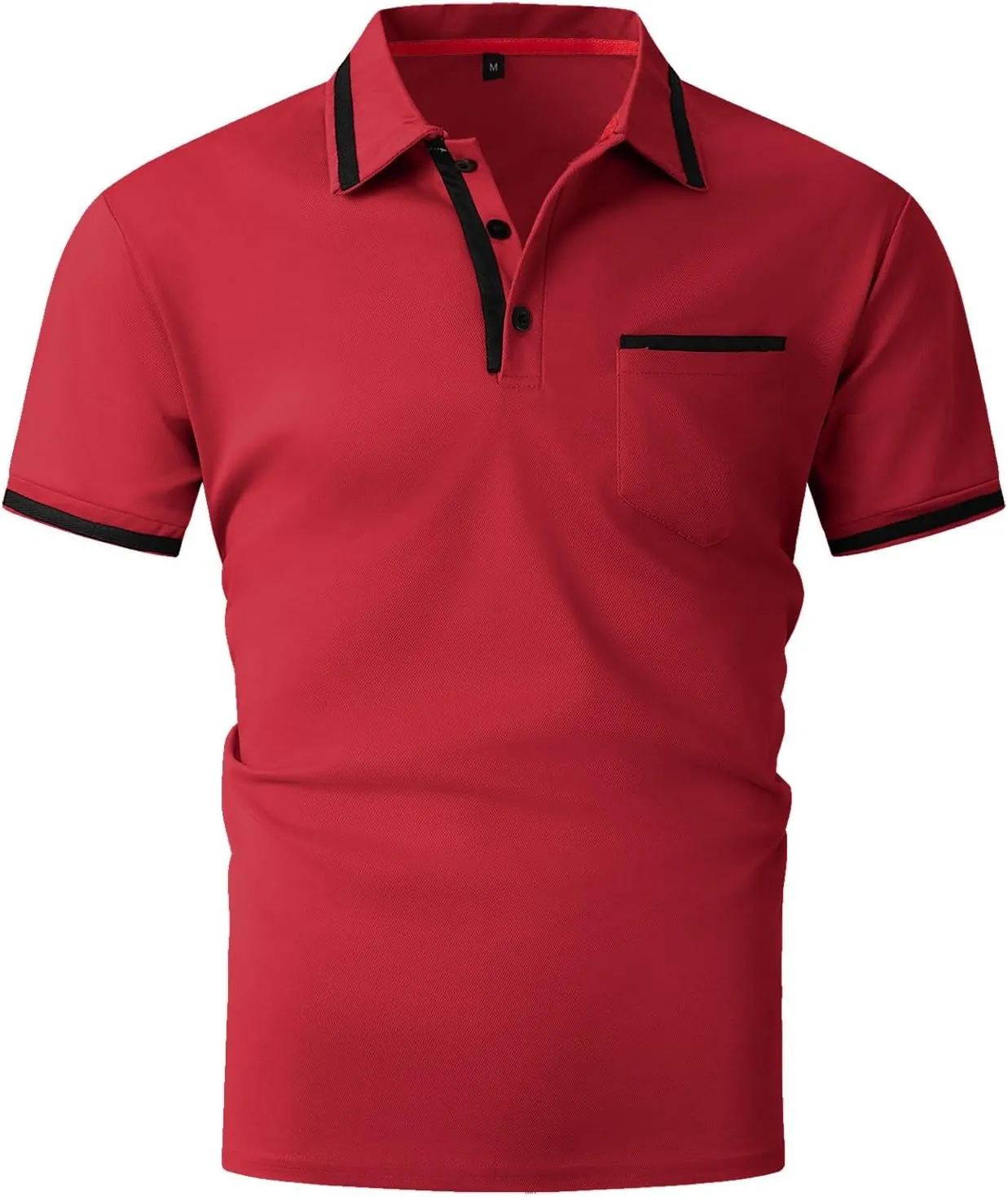 Men's Polo Shirts 2024 Short Sleeve Casual Polo T Shirt Color Block Slim Fit Golf Shirts with Pocket