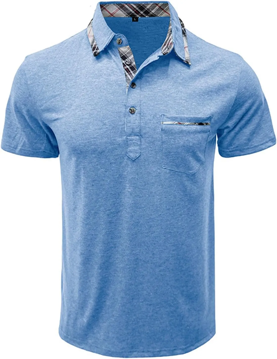 Mens Polo Shirts Fashion Classic Casual Short Sleeve Button T Shirt Summer Fitted Golf Shirt with Pocket