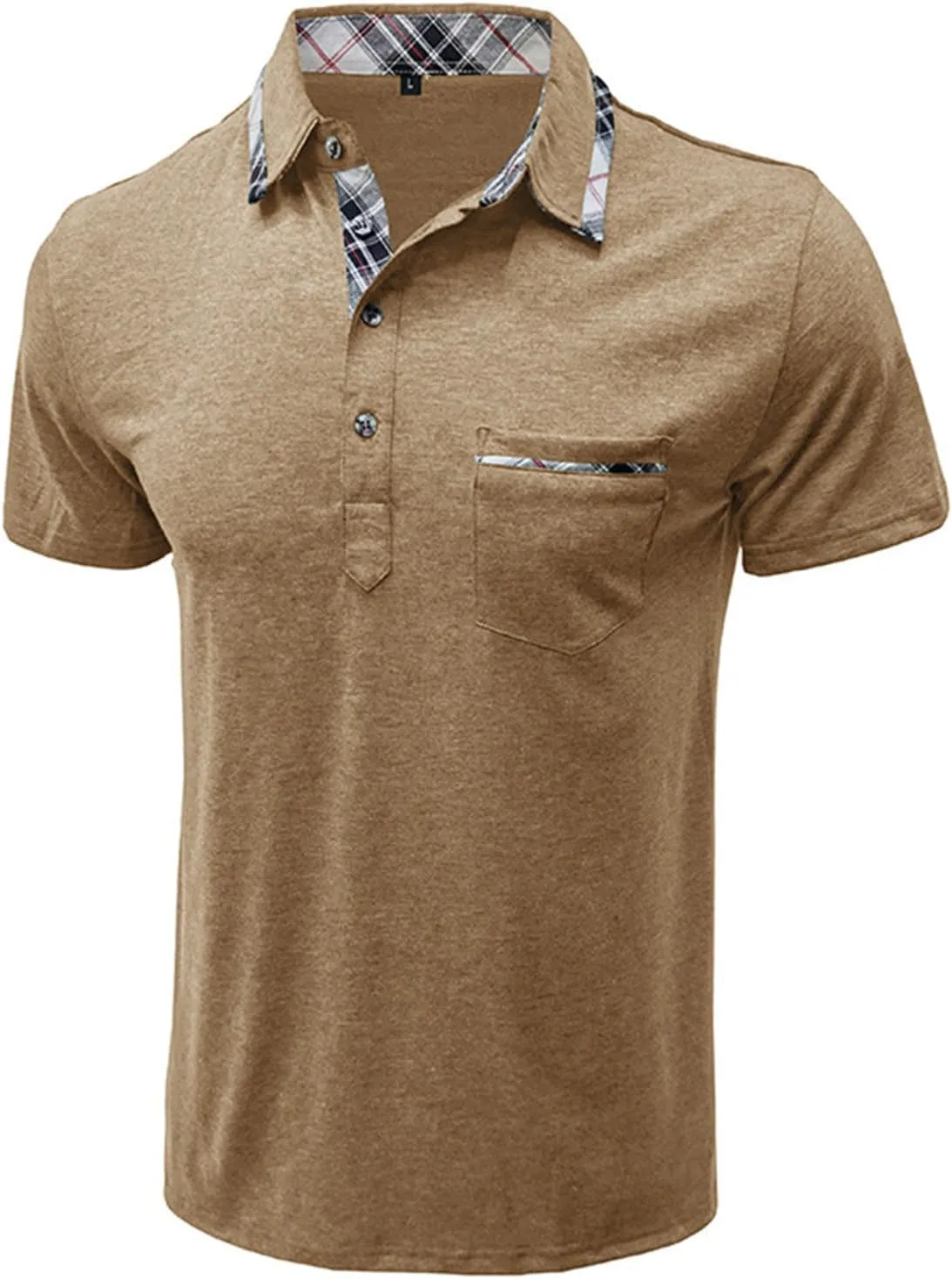 Mens Polo Shirts Fashion Classic Casual Short Sleeve Button T Shirt Summer Fitted Golf Shirt with Pocket