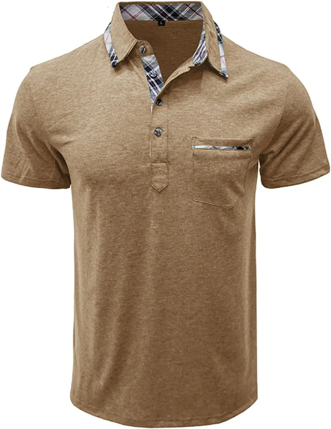 Mens Polo Shirts Fashion Classic Casual Short Sleeve Button T Shirt Summer Fitted Golf Shirt with Pocket