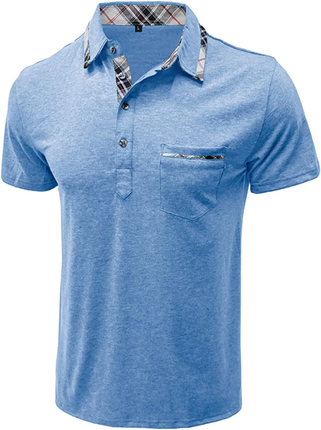 Mens Polo Shirts Fashion Classic Casual Short Sleeve Button T Shirt Summer Fitted Golf Shirt with Pocket