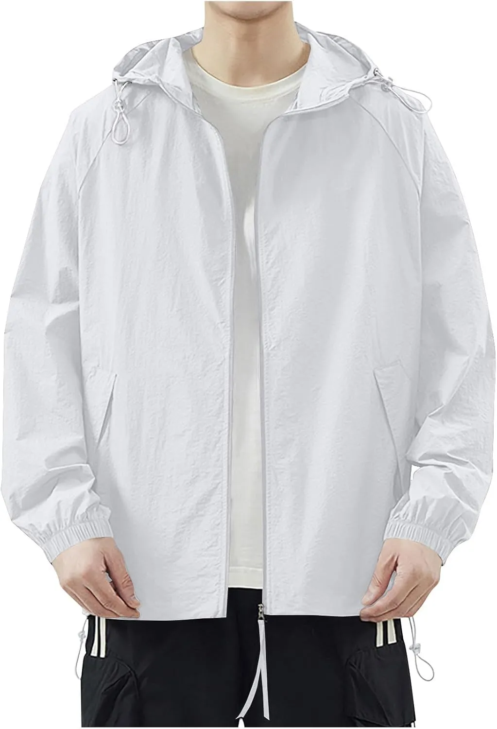 Men's Rash Guard Lightweight Hooded Sun Protection Jacket Windbreaker UPF 50  Coat Outdoor Casual Zip Up Wind Shell
