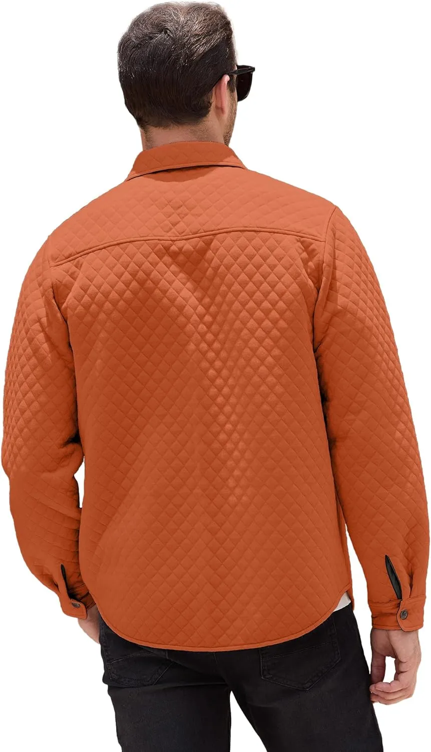 Mens Shacket Long Sleeve Shirt Jacket with Pockets Lightweight Quilted Overshirt