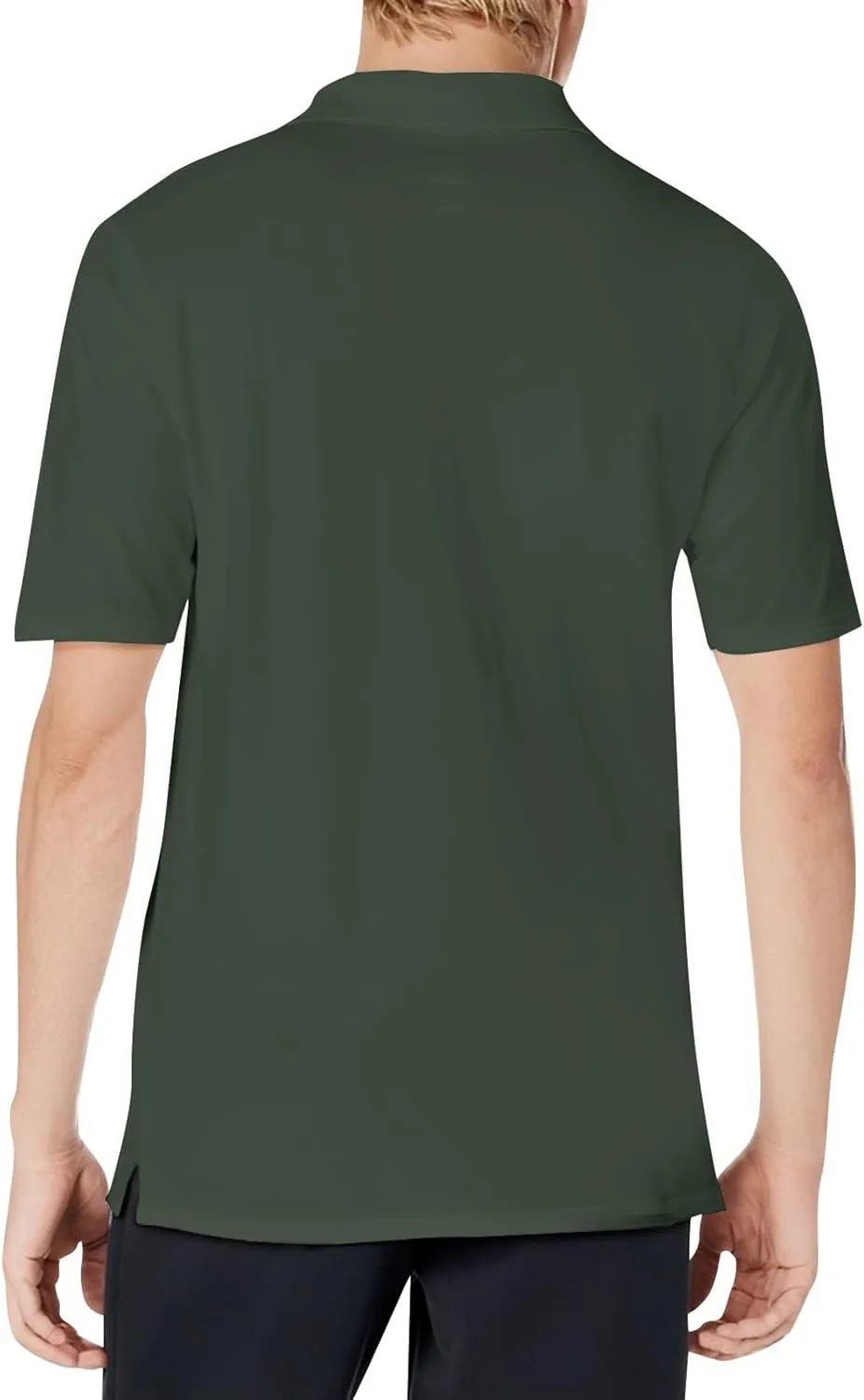 Men's Short Sleeve Polo Shirts Casual Button Classic Work Shirt Cotton Collared Basic Golf Shirt with Pocket