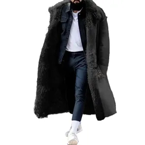 Mens Single Breasted Black Faux Leather Trench Coat Vintage Steampunk Classic Officer Military Uniform Long Jackets