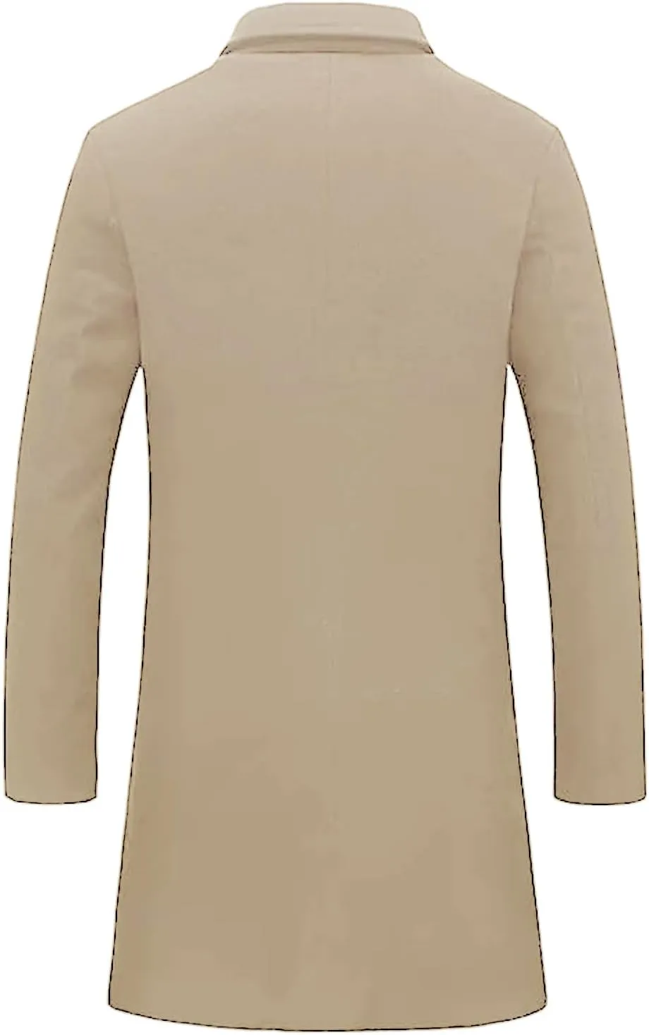 Mens Single Breasted Notch Lapel Trench Coat Long Casual Pea Coat with Slim Fit Warm Soft for Fall and Winter