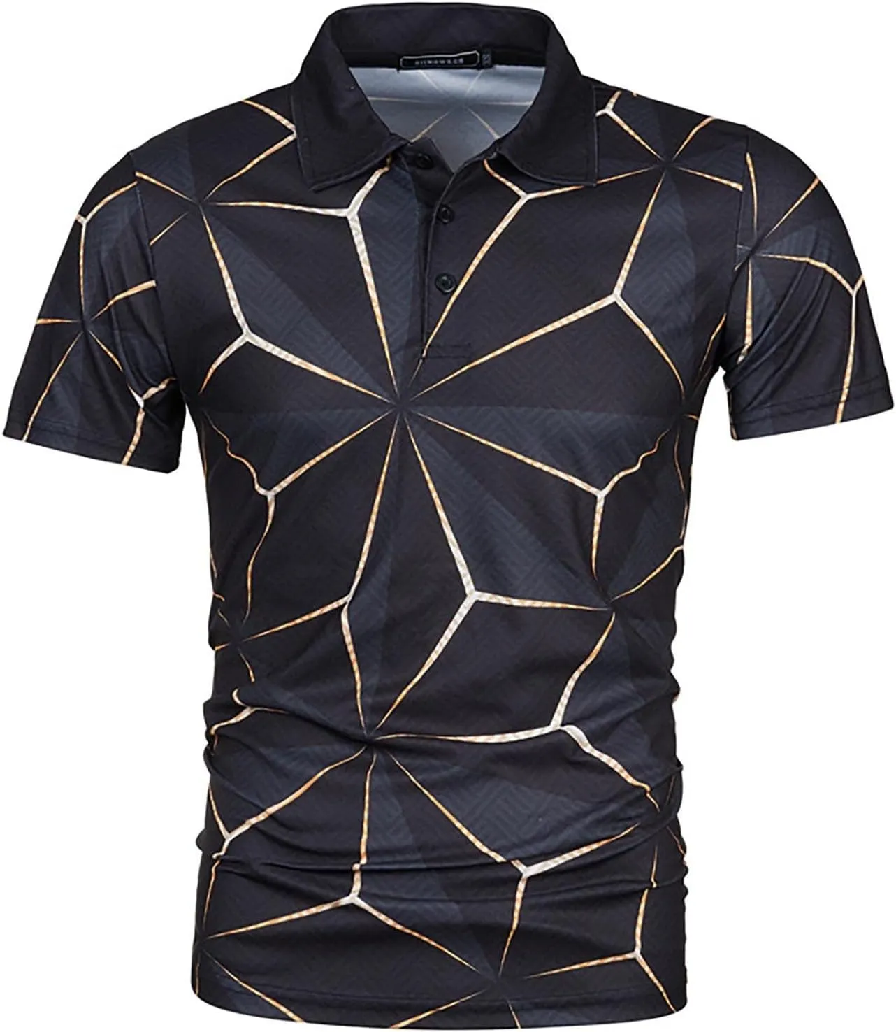 Mens Slim Fit Polo Shirts 3D Printing Button Lapel Short Sleeve Golf Breathable Comfortable Summer Fashion Casual Polo