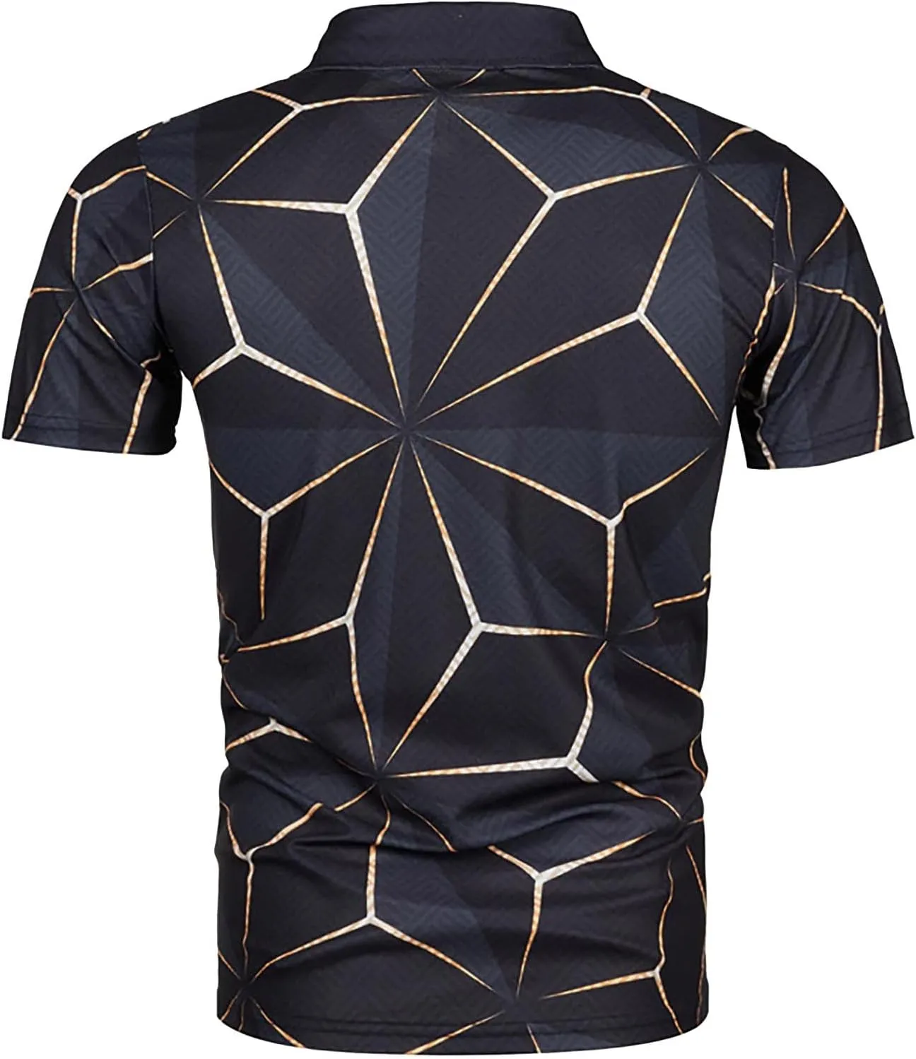 Mens Slim Fit Polo Shirts 3D Printing Button Lapel Short Sleeve Golf Breathable Comfortable Summer Fashion Casual Polo