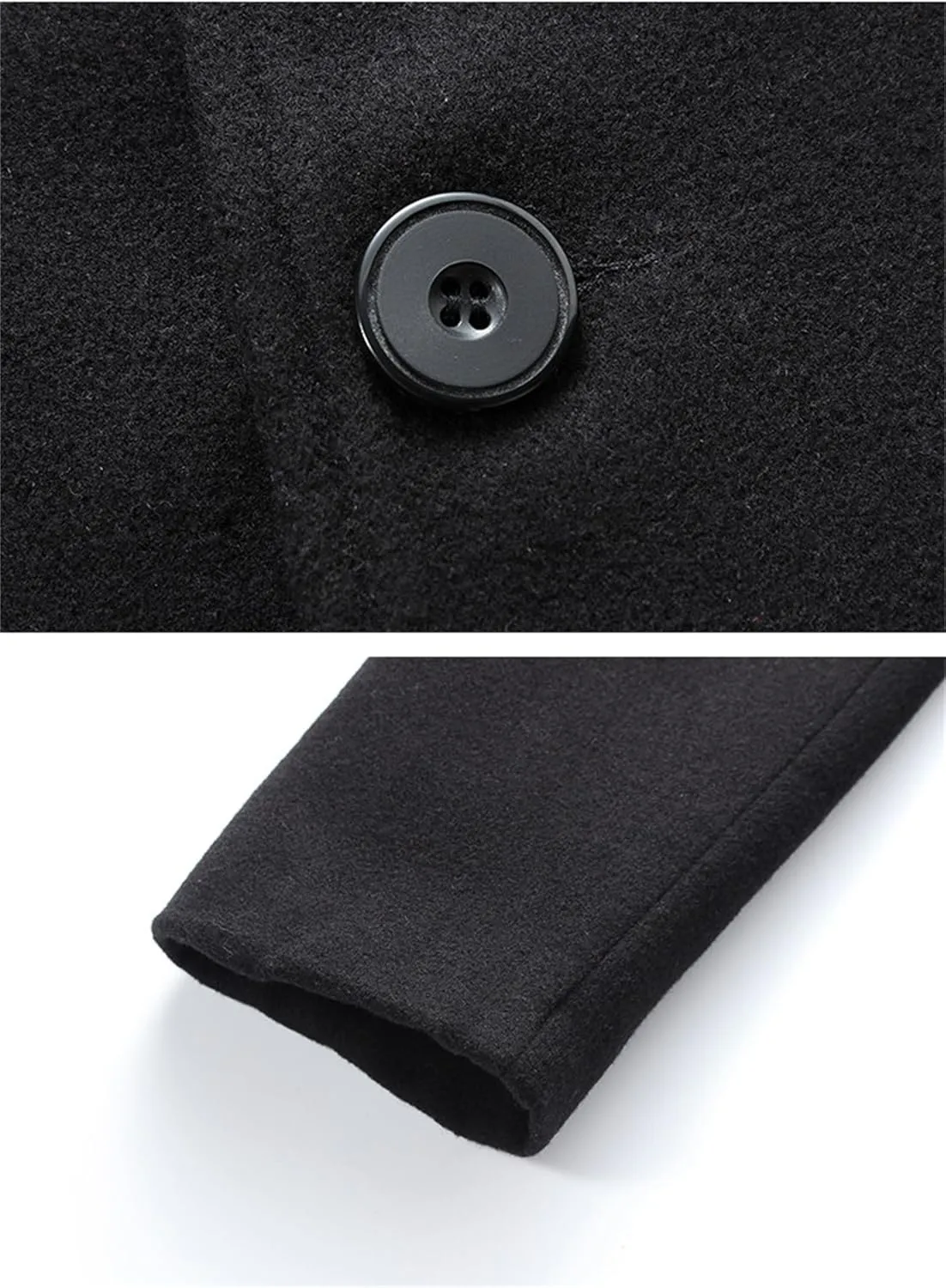 Mens Slim Fit Winter Trench Coat with Notched Collar, Single Breasted, Warm Soft Pea Coat Style Overcoat