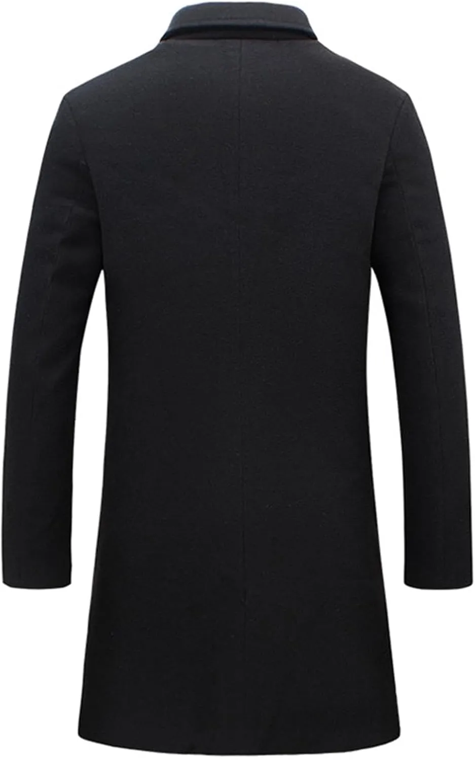 Mens Slim Fit Winter Trench Coat with Notched Collar, Single Breasted, Warm Soft Pea Coat Style Overcoat