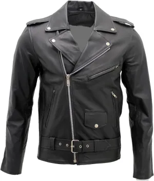 Men's Stylish Brando Casual Black Leather Biker Jacket